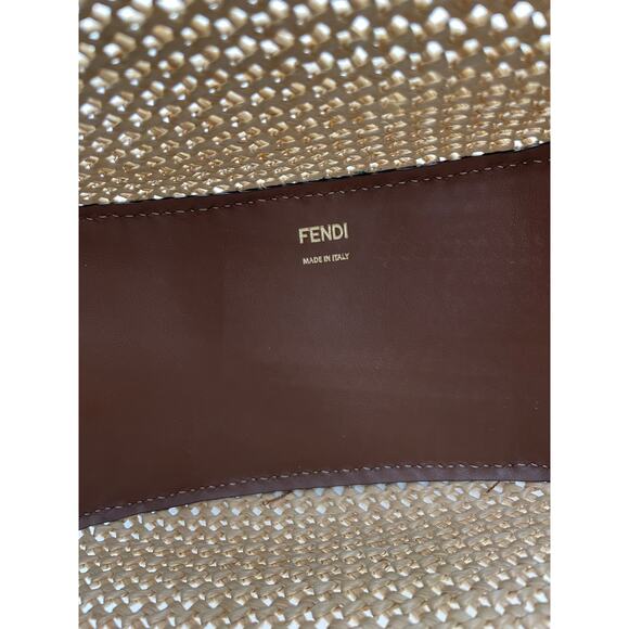 NEW FENDI FF FENDIGRAPHY SUMMER RAFFIA LEATHER SMALL HOBO BROWN LEATHER BAG NWT! - Picture 14 of 15